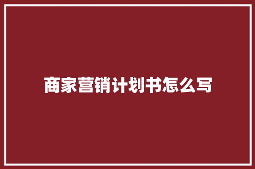 商家营销计划书怎么写
