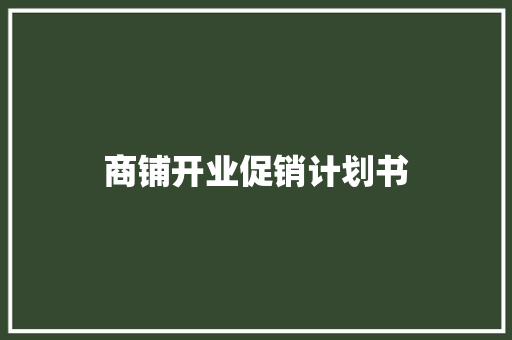 商铺开业促销计划书