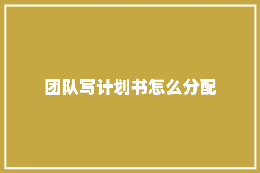 团队写计划书怎么分配 诗歌创作