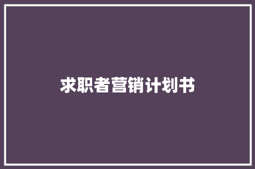 求职者营销计划书