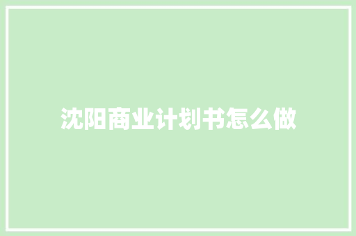 沈阳商业计划书怎么做 词汇积累