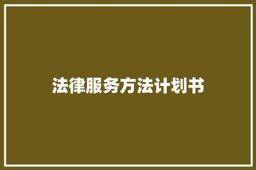 法律服务方法计划书