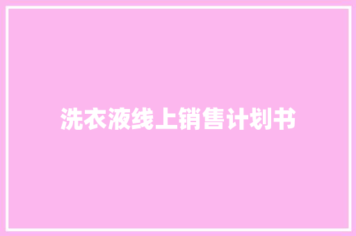 洗衣液线上销售计划书 报告写作
