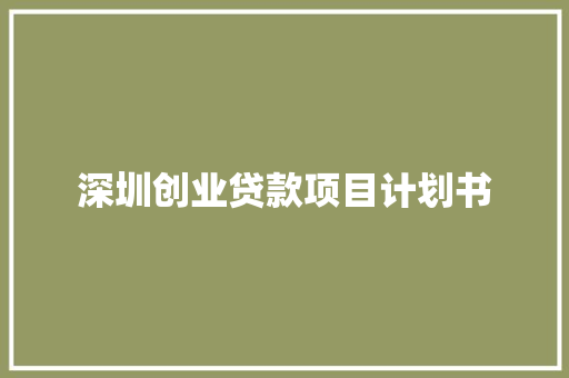 深圳创业贷款项目计划书