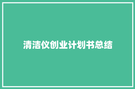 清洁仪创业计划书总结