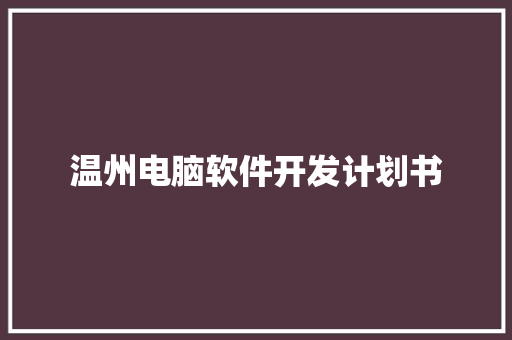 温州电脑软件开发计划书