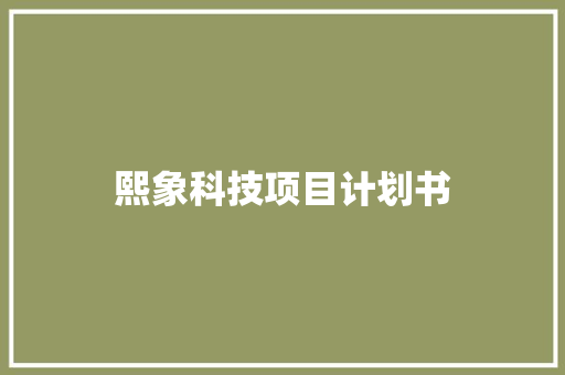 熙象科技项目计划书