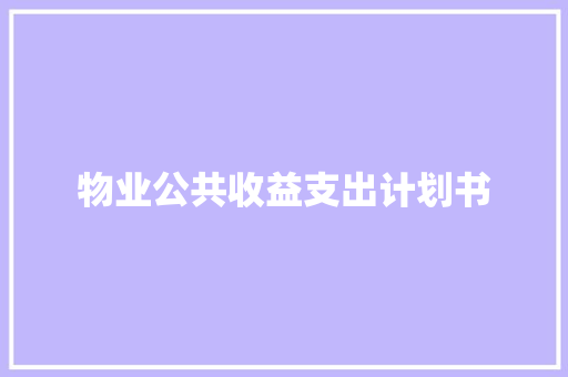 物业公共收益支出计划书