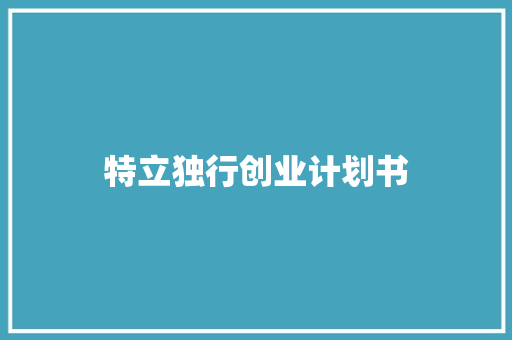 特立独行创业计划书