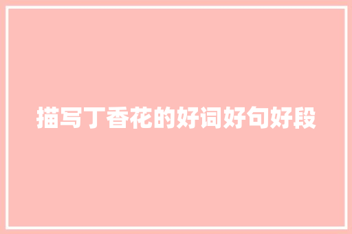描写丁香花的好词好句好段