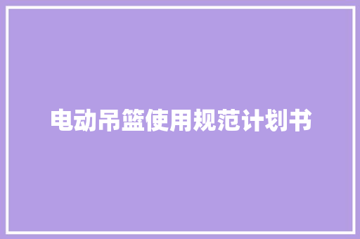 电动吊篮使用规范计划书