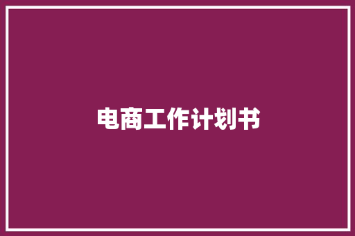 电商工作计划书 商业文案