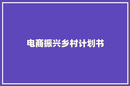电商振兴乡村计划书