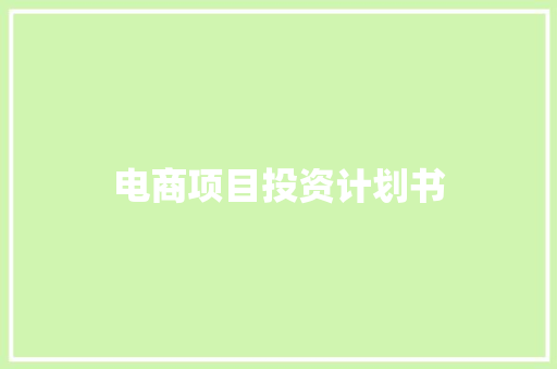 电商项目投资计划书 写作社区
