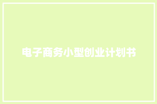 电子商务小型创业计划书