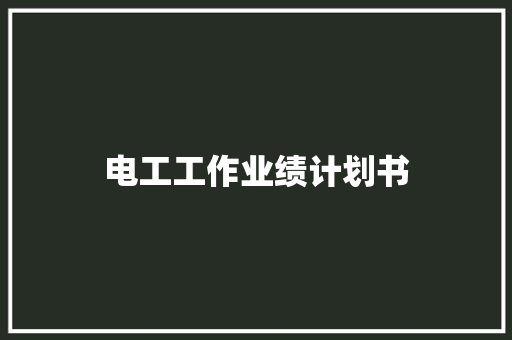 电工工作业绩计划书