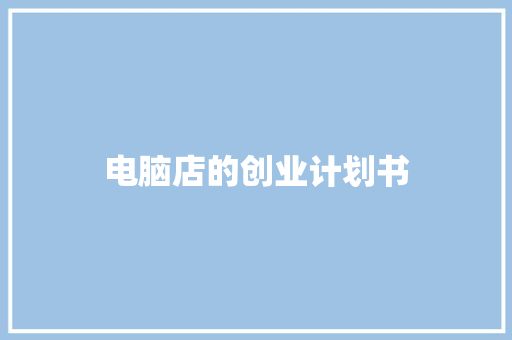 电脑店的创业计划书