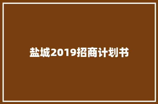 盐城2019招商计划书 写作技巧