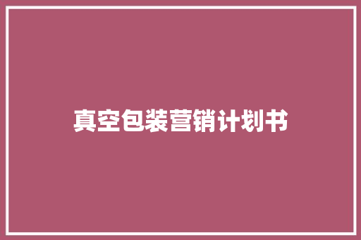 真空包装营销计划书