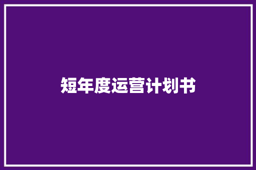 短年度运营计划书