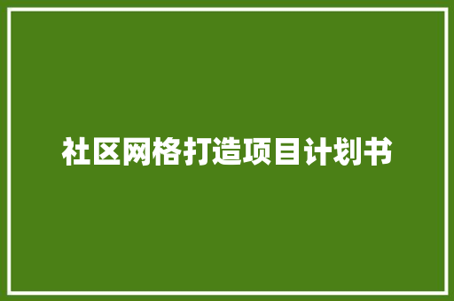 社区网格打造项目计划书