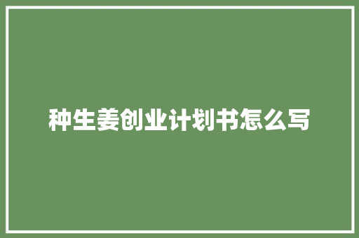 种生姜创业计划书怎么写