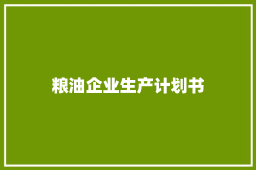 粮油企业生产计划书