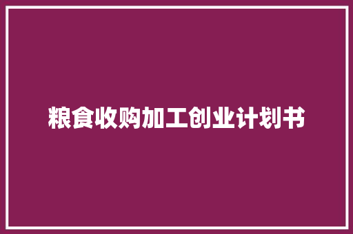 粮食收购加工创业计划书