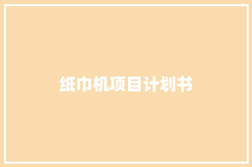 纸巾机项目计划书