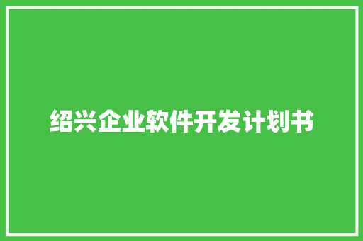 绍兴企业软件开发计划书