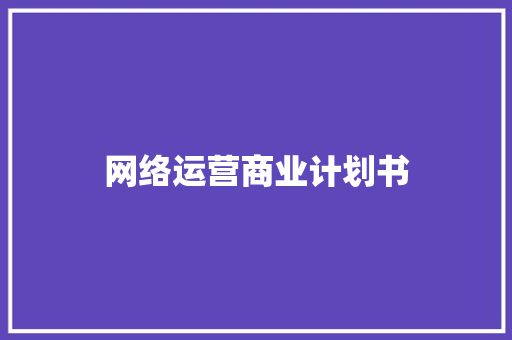 网络运营商业计划书