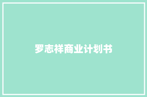 罗志祥商业计划书