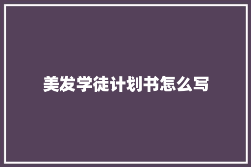 美发学徒计划书怎么写