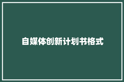 自媒体创新计划书格式