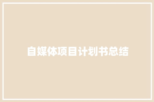 自媒体项目计划书总结