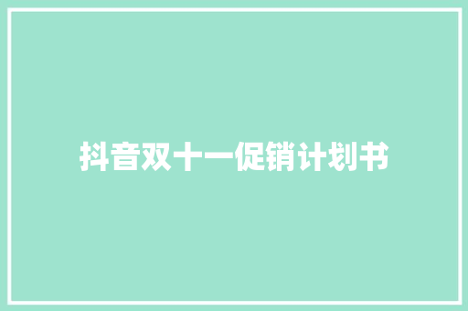 抖音双十一促销计划书