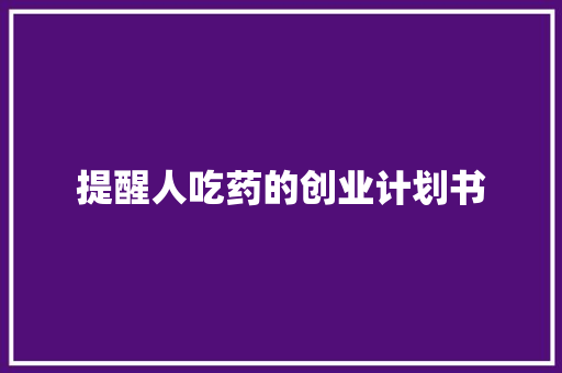 提醒人吃药的创业计划书