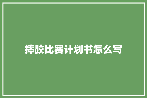 摔跤比赛计划书怎么写
