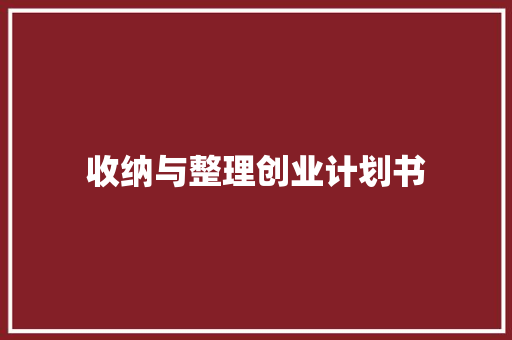 收纳与整理创业计划书