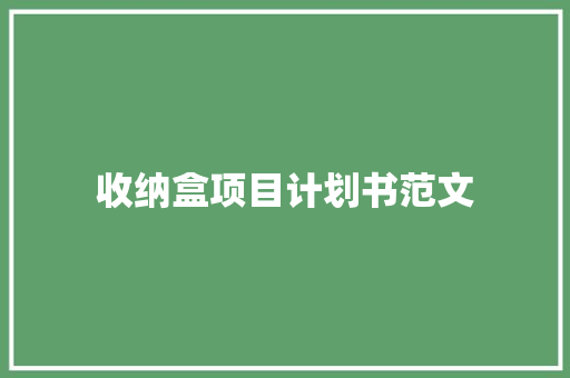 收纳盒项目计划书范文