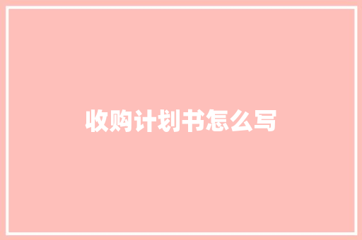 收购计划书怎么写
