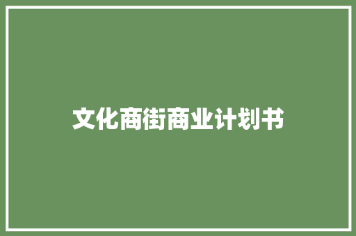 文化商街商业计划书