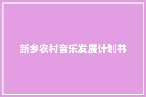 新乡农村音乐发展计划书