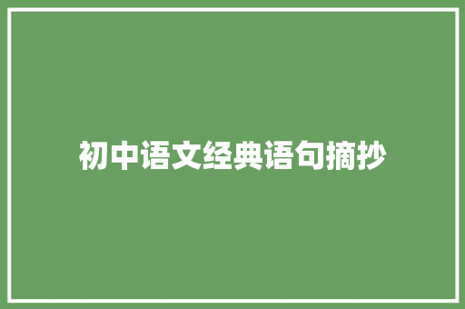 初中语文经典语句摘抄 简历模板