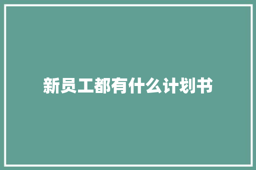 新员工都有什么计划书