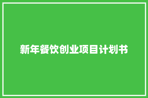 新年餐饮创业项目计划书 简历模板