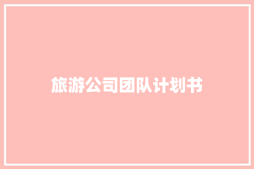 旅游公司团队计划书