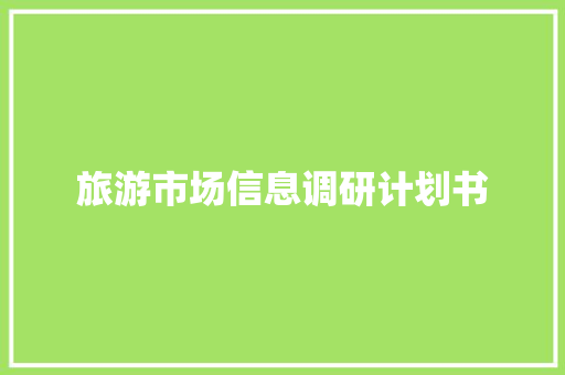旅游市场信息调研计划书