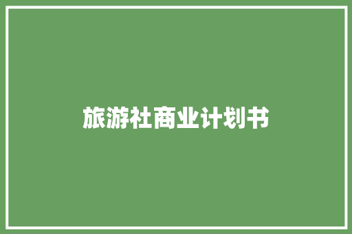 旅游社商业计划书