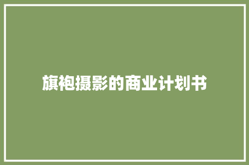 旗袍摄影的商业计划书